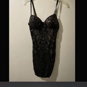 Haute Monde Black Sequin Lace Chemise